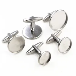 Never Fade 10pcs/ Lot 10mm,12mm,14mm,16mm,18mm,20mm, Stainless Steel Cufflink Base Cuff Link Settings Cabochon Cameo Base