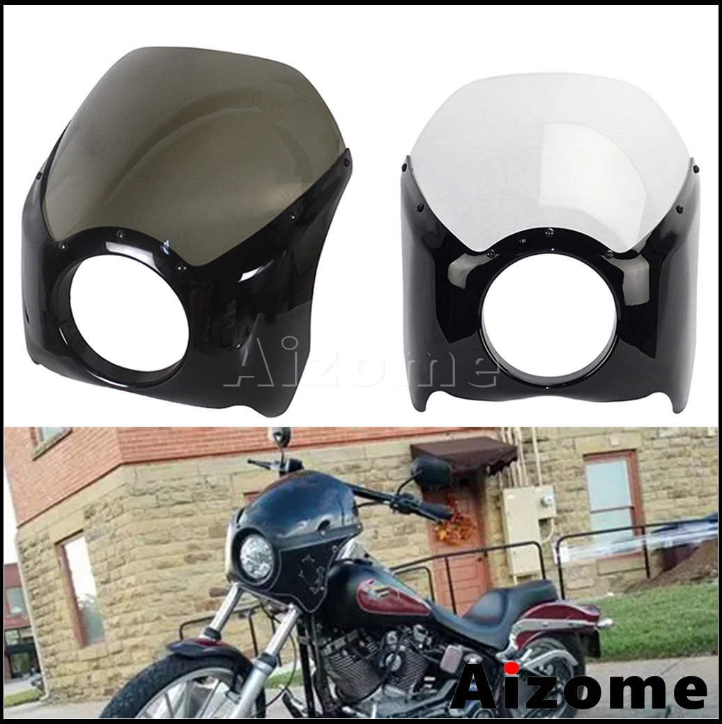 

Universal 5.75 inch Headlight Cowl Motorcycle Windshield Fairing Cover For Harley Cafe Racer Sporster Dyna Softail FXST FLST