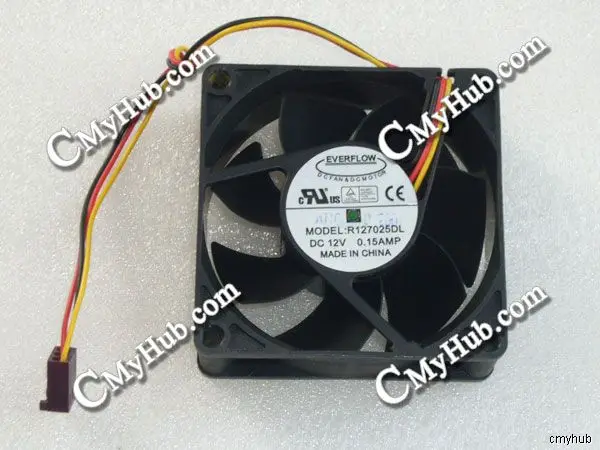 For EVERFLOW R127025DL DC12V 0.15A 7025 7CM 70MM 70X70X25MM 3pin Cooling Fan R127025DL