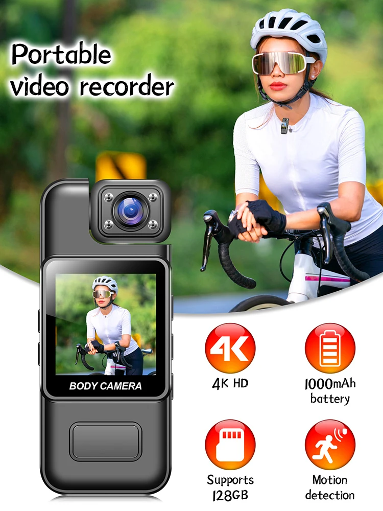AliExpress occkic 4K WiFi Ultra HD Mini Camera Portable Police Camera Infrared Night Vision Function Suitable for Police Use Outdoor Cycling