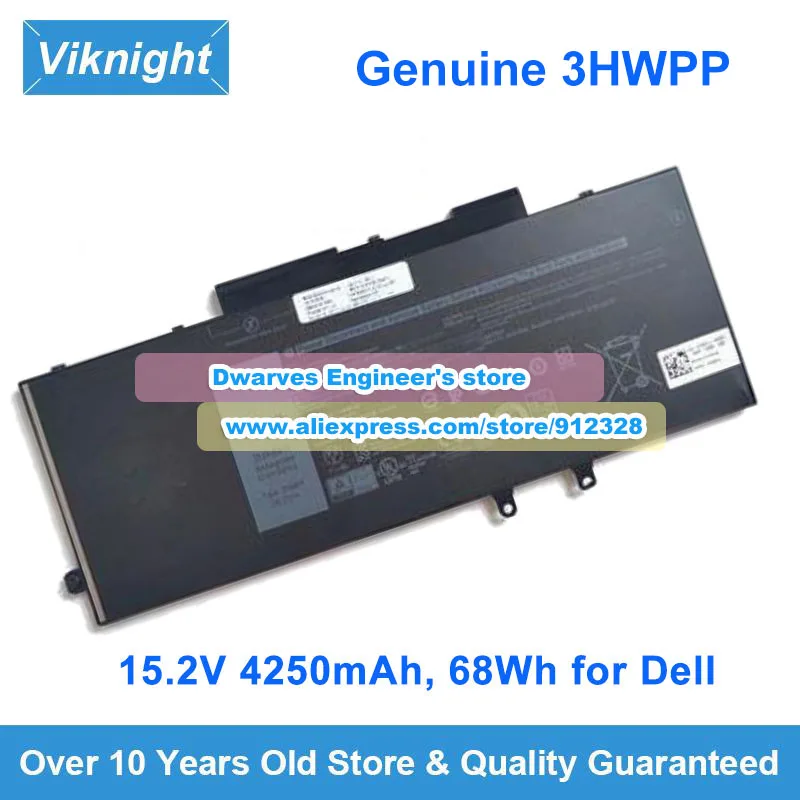 Genuine 3HWPP Battery 3PCVM 3YNXM 15.2V 4250mAh 68Wh for Dell Latitude 14 5410 5411 15 5510 5511 Series XP90G J2D0R Y9HH6 VNJNW