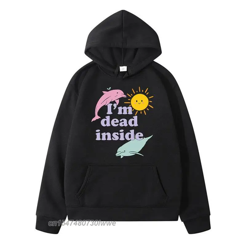 2022 Couple Trend Hoodies Long-Sleeved Top Dolphin Im Dead Inside Sunshine Print Fashion Wear Casual Unique Classic Wears