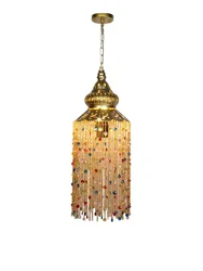 Southeast Asia Bohemian Colorful Crystal Pendant Lights LED E27 Gold/Black Art Decorative Hanging Lamp Cafe Store Restaurant Bar