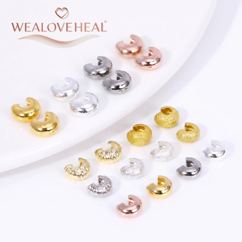 50/100 Stück 18K vergoldete Messing-C-Form-Klemmverschlüsse 3/4/5mm Halbmond-Klemmperlen Stopper DIY Schmuckherstellung Zubehör – Detail 16