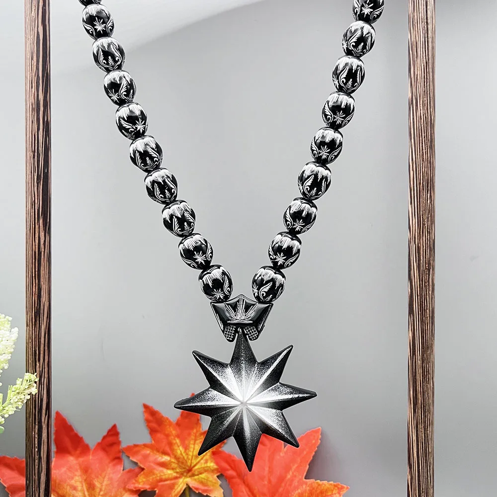 GS229 Octagonal Star 3D White Black Dual Halo Resin Wings Palace Crown Beads Meditation Pray Have A Change Of Luck Car Pendants