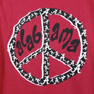 ألاباما قرمزي المد تي شيرت رجالي M متوسطة علامة السلام كرة القدم الأحمر 100% القطن قصير الأكمام للجنسين موضة عادية فضفاض تي شيرت