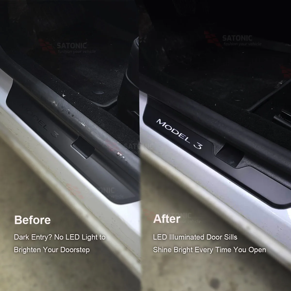 For Tesla Model 3 Highland Magnetic Illuminated LED Door Sills Welcome Light Scuff Plate Guard Anti-scratch Protection Pedal 
