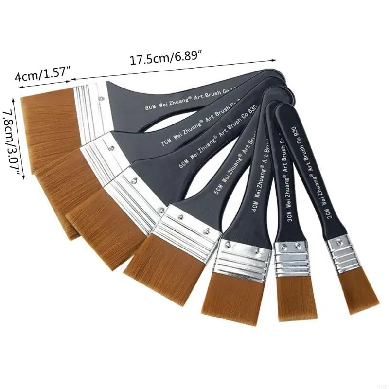 918C Artist Flat Paint Brush Bàn chải giặt lớn Lông nylon cho bức tranh sơn mài Gesso