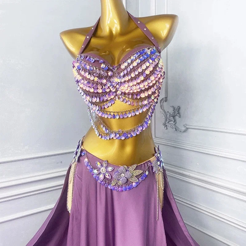 فستان أداء الرقص الشرقي للنساء 2025 فستان جديد لمرحلة الرقص الشرقي الراقية باللون الأرجواني للمرأة #4