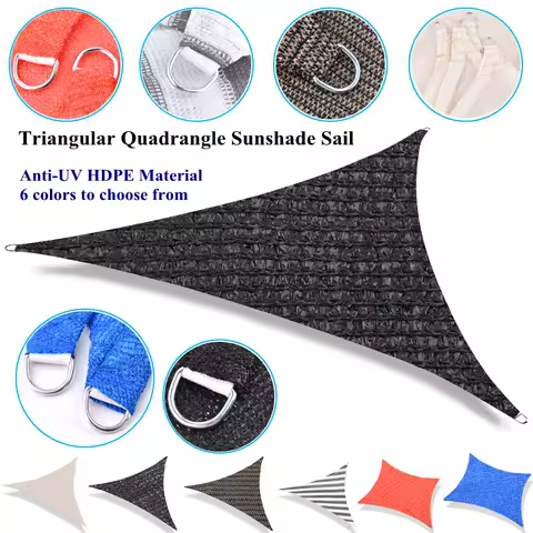 Anti-UV HDPE Triangular Sunshade Sail 6 Colors Quadrangle Outdoor Awning Garden Patio Sun Shelter Deck Beach Pool Shading Cloth