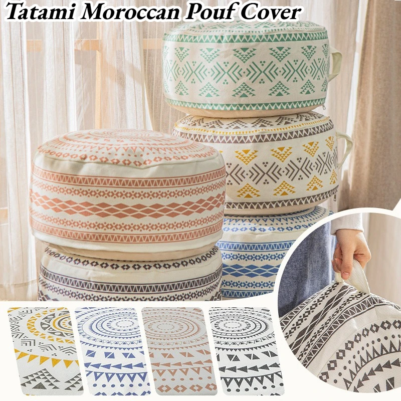 45X45X20CM Meditation Cushion Cover Homestay Tatami Moroccan Pouf Cover Unstuffed Ottoman Cotton Footstool Futon Home Decor