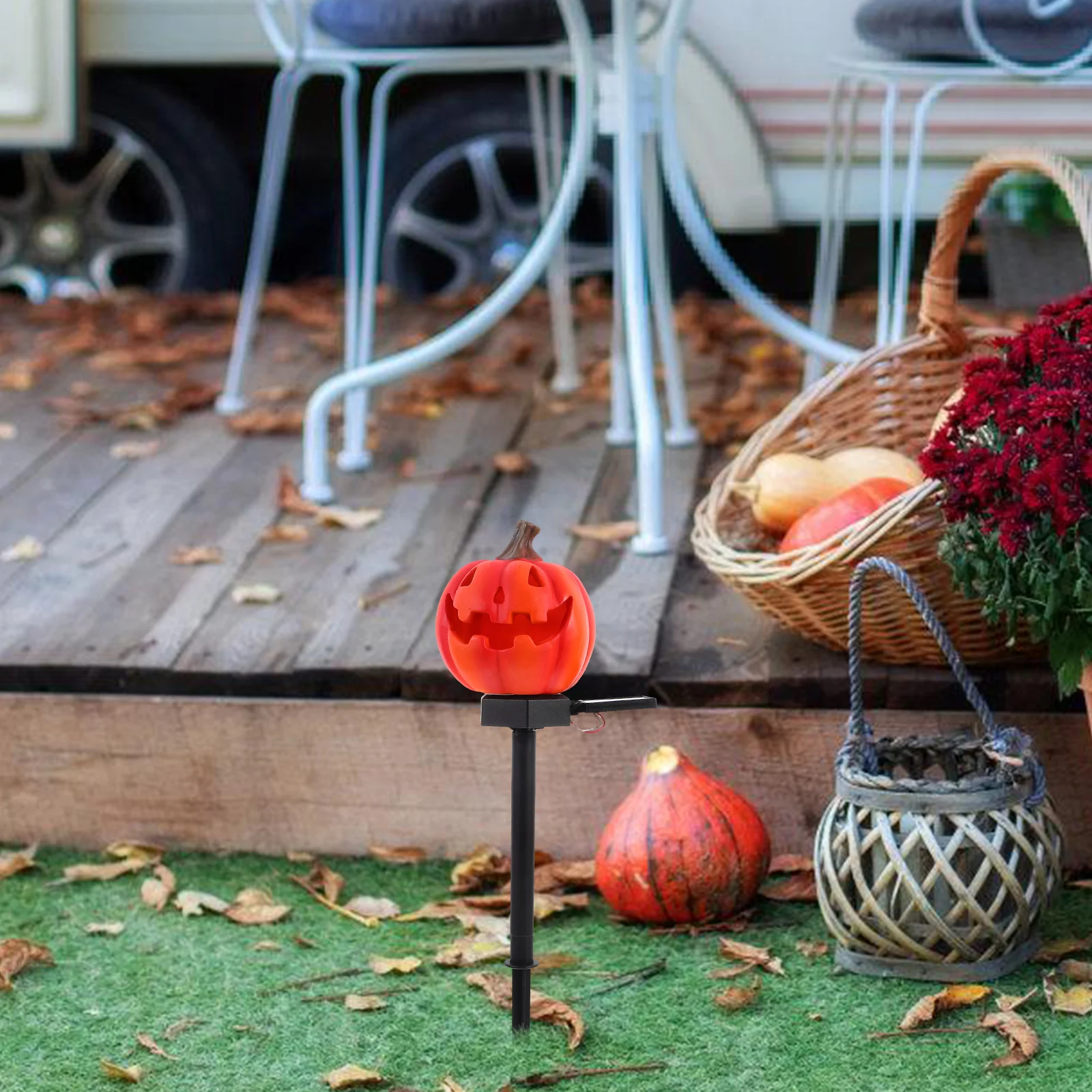 

2pcs Solar Pumpkin Ghost Lamp Outdoor Garden Stake Light Halloween Decorations Solar Powered Landscape Lights For Pathway Yard