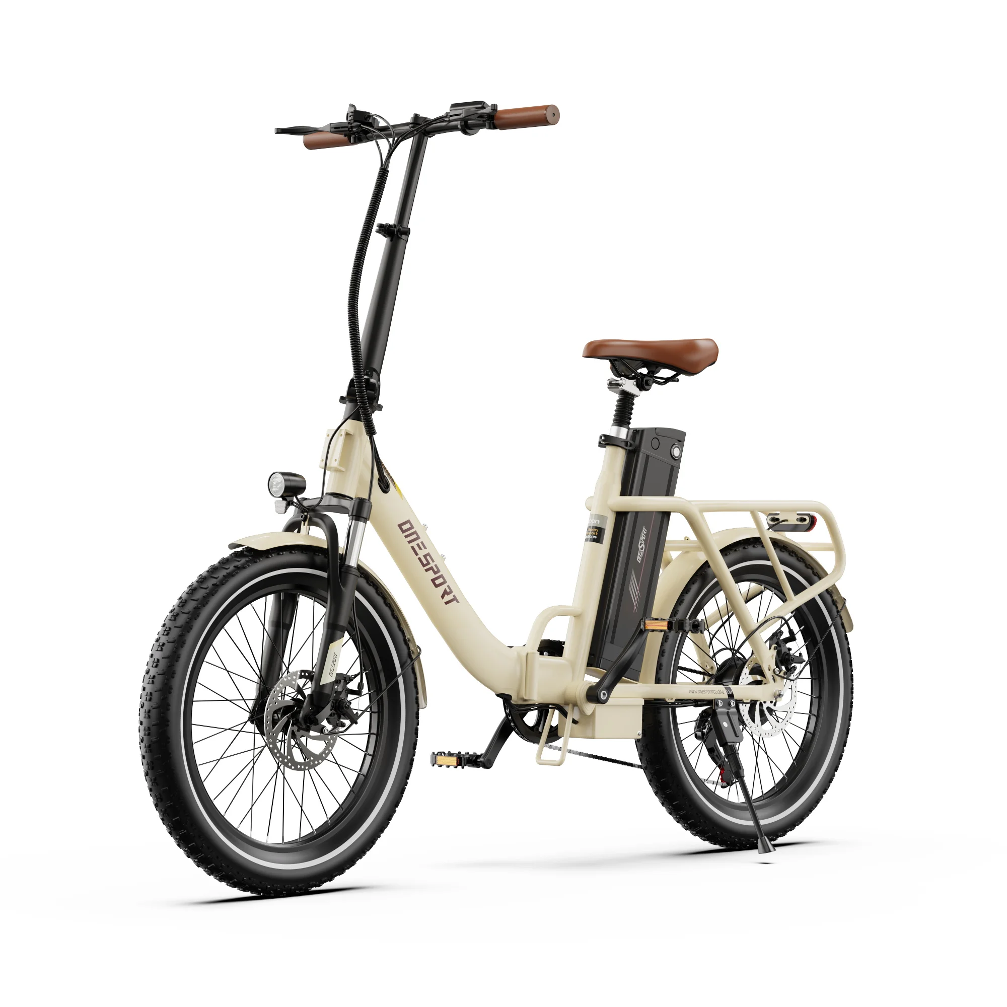 ONESPORT OT16-2 Faltbares Elektrofahrrad, 48V 250W bürstenloser Heckmotor, Höchstgeschwindigkeit begrenzt auf 25 km/h, 60/120 km Reichweite optional, Shimano 7-Gang-Schaltung, 20*3,0 Zoll Fat Tire,