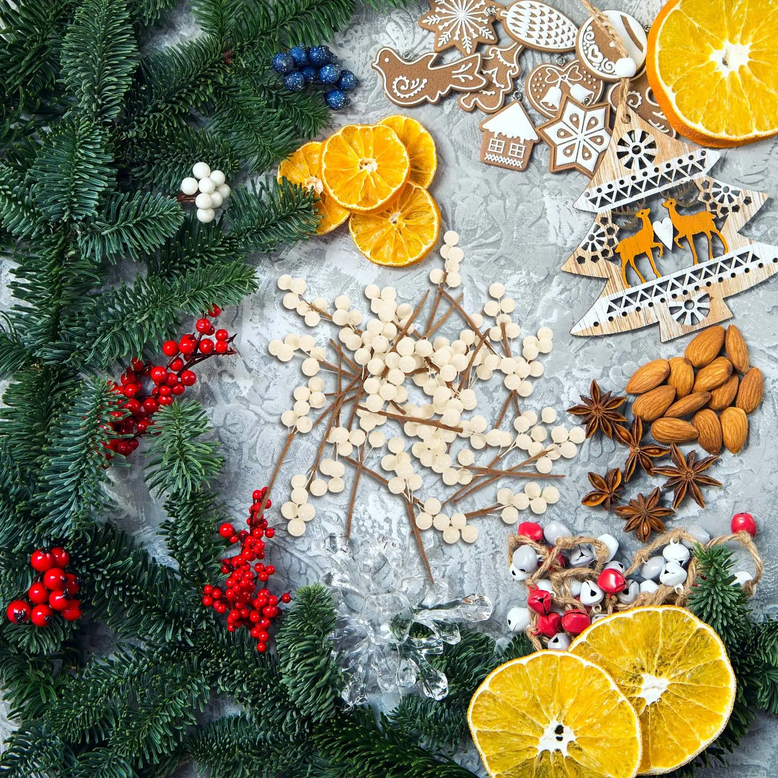 

30pcs Artificial Berry Picks Fake Berries For Christmas Tree Decor Holiday Crafts Wreath Making Diy Photo Props Wedding Party