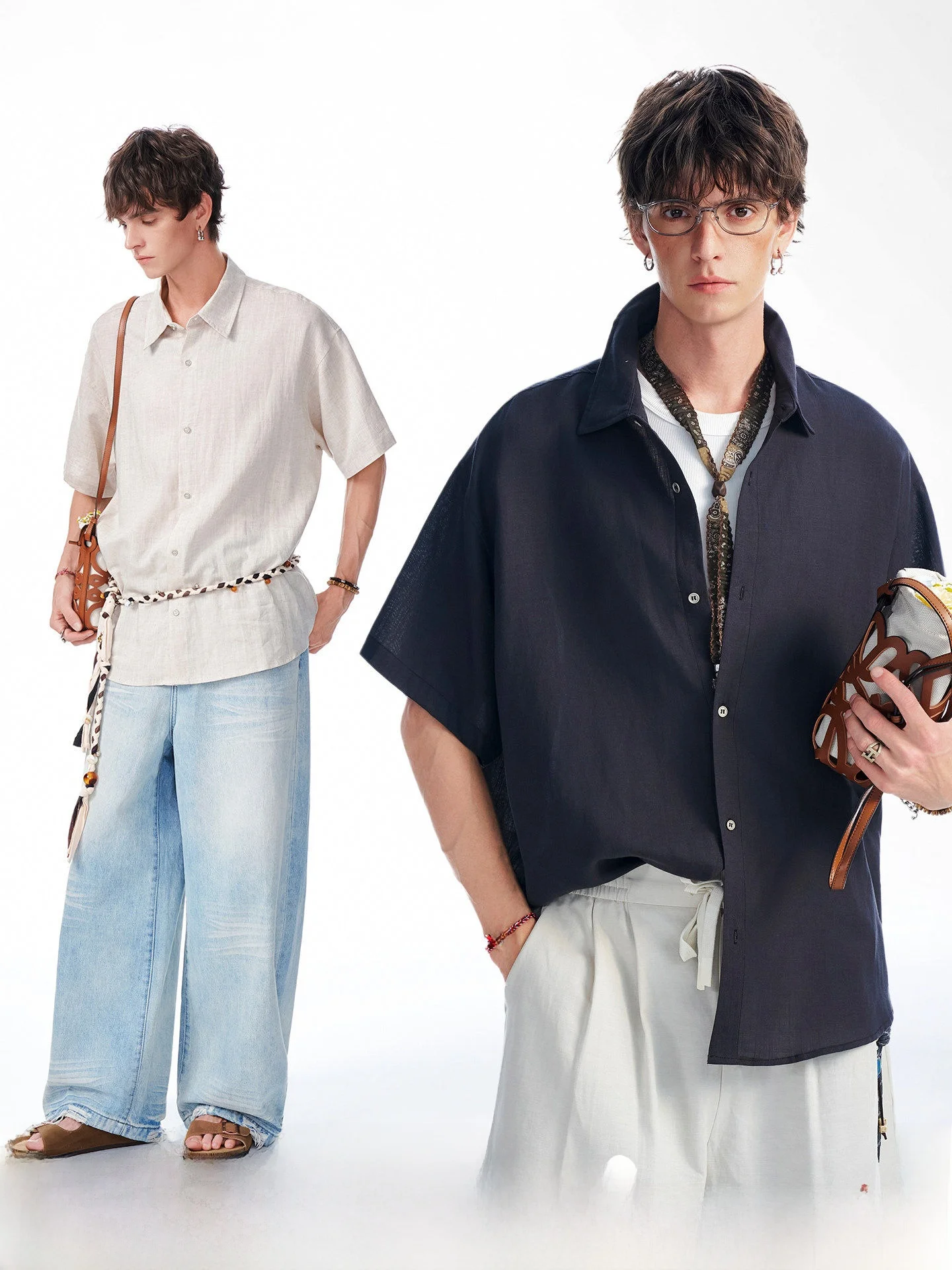 

Dream Made Men's Summer Breathable Short Sleeve Linen Shirt Half Sleeve Silk Lyocell Loose Fit Comfortable Skin-Friendly Casu...