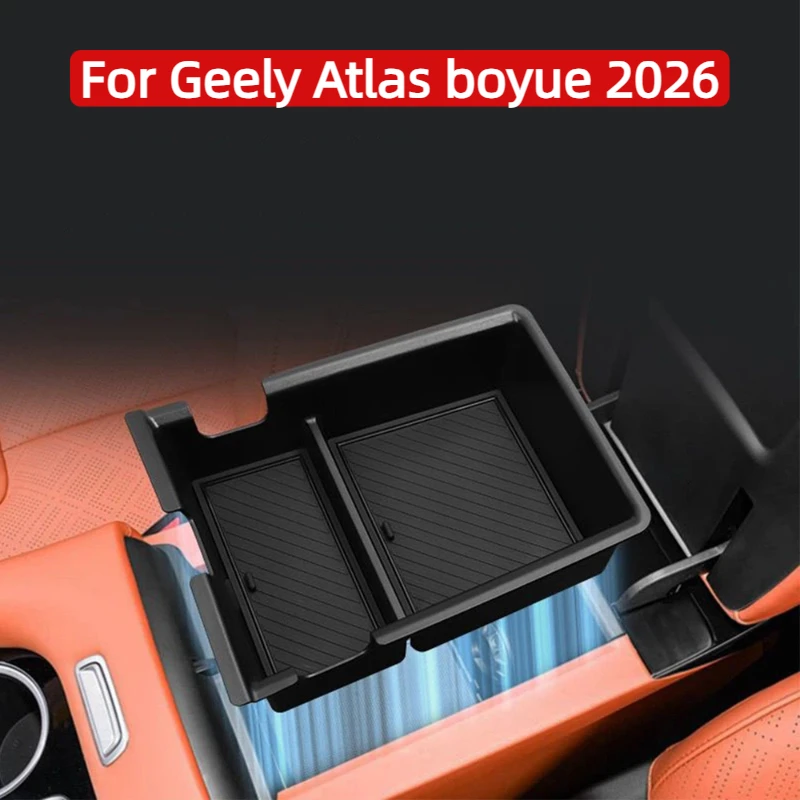 For Geely Atlas boyue 2026 Car Styling Center Console Organizer Storage Interior Armrest Storage Box Auto Accessories