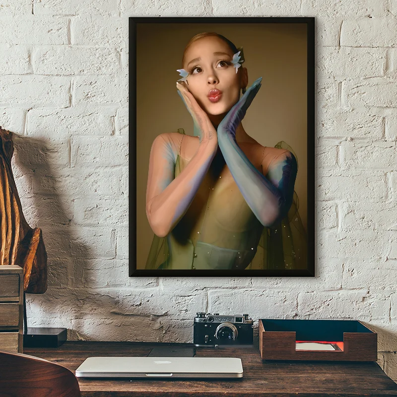 Hot Singer Ariana Grande Poster Self-adhesive Art Waterproof Paper Sticker Coffee House Bar Room Wall Decor