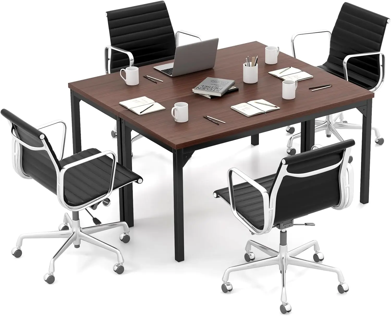 Table Set of 2, 55” x 24” Large Meeting Room Table W/Heavy Duty Steel Frame, Modern Computer Desk for Home, Office, Conference R