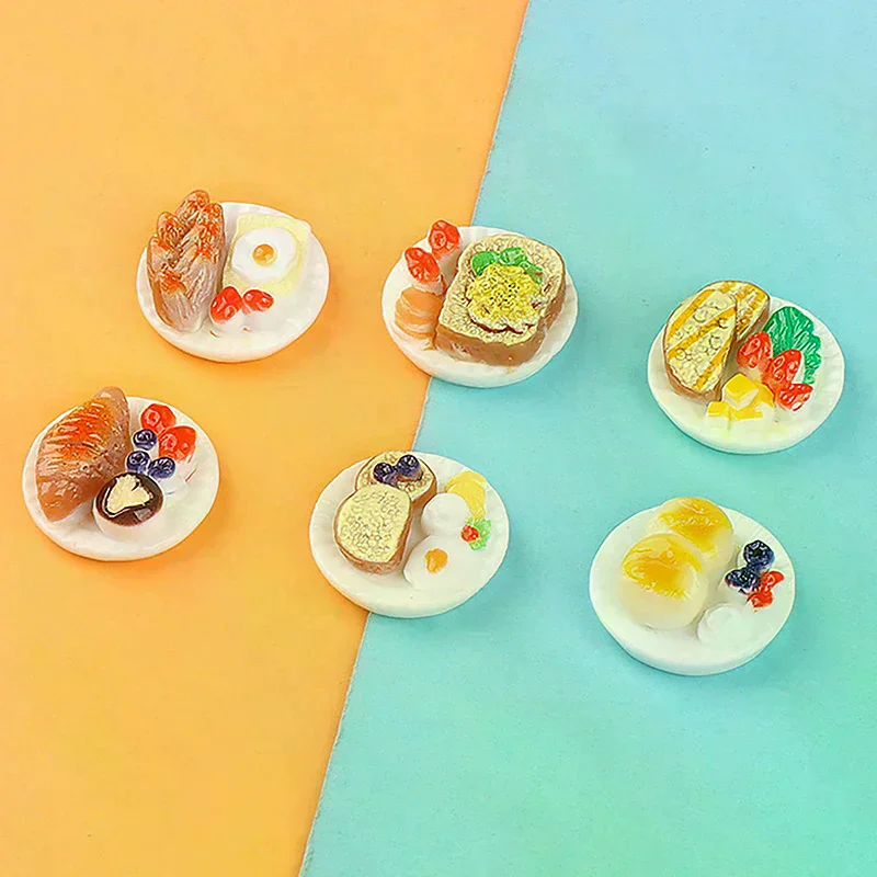 6 قطعة Dollhosue مصغرة ديم سوم طبق DIY المشهد الجنية حديقة المطبخ الغذاء اكسسوارات ل بيت الدمية ديكور الاطفال اللعب