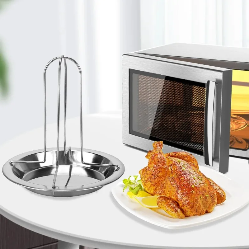 Roasting Chicken Grill Stand Roaster Rack with Tray Kitchen Outdoor BBQ Tools Stainless Steel Non-stick Grilled Chicken Plate view 5