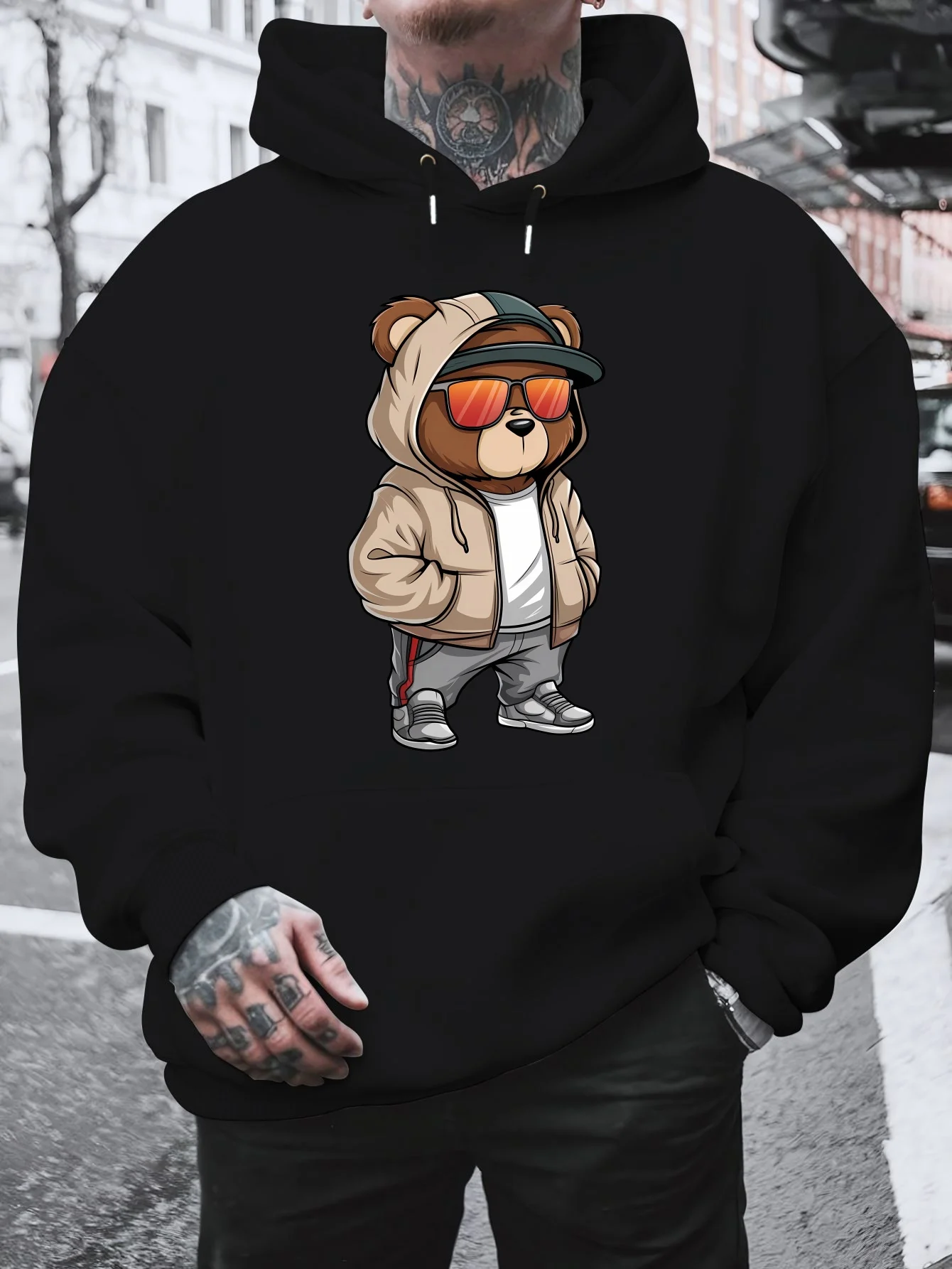 Herren-Hoodie mit Boston EST 1997 Schriftzug, Vintage College-Stil, locker geschnittener, übergroßer, lässiger Streetwear-Pullover – Detail 7