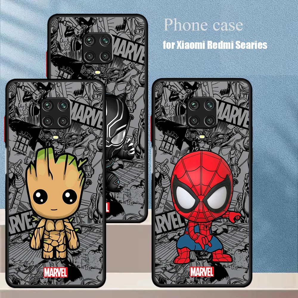 Matte Silicone Back Cartoon Marvel Groot Spiderman Cover Case for Xiaomi Redmi K40 Pro 10C A1 9T 10 9 A2 9C 9A 12C