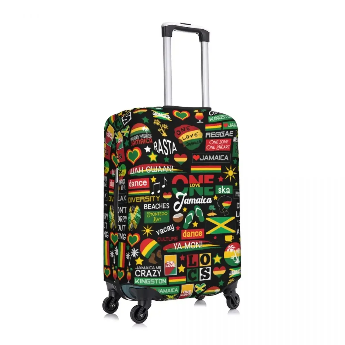 Custom Jamaica One Love Culture Pattern Travel Luggage Cover Washable Suitcase Cover Protector Fit 18-32 Inch