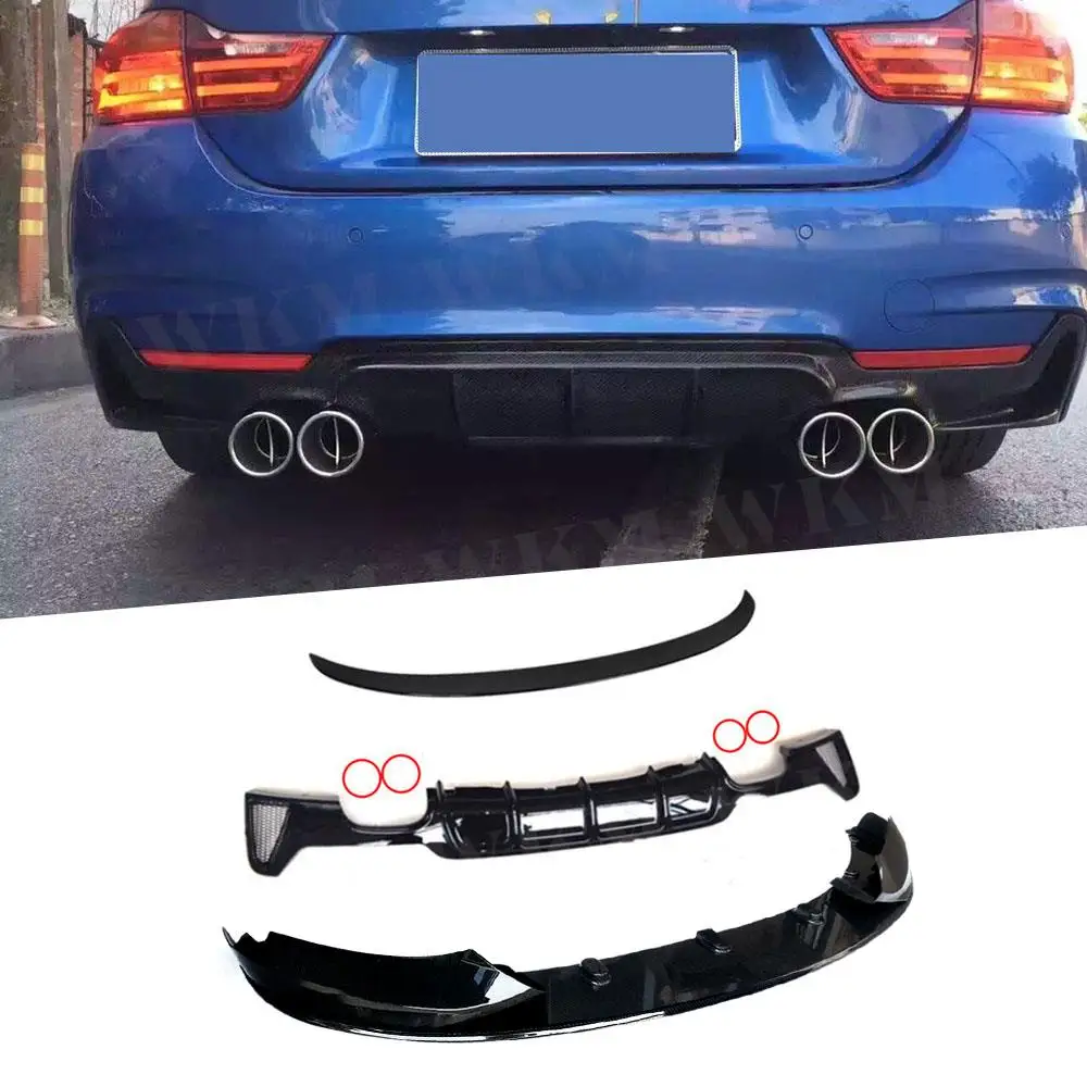 for BMW 4 series M Sport F32 F36 2014 UP not Convertible Goss Black Front Lip Rear Bumper Lip OO-OO Diffuser Rear Spoiler Wing