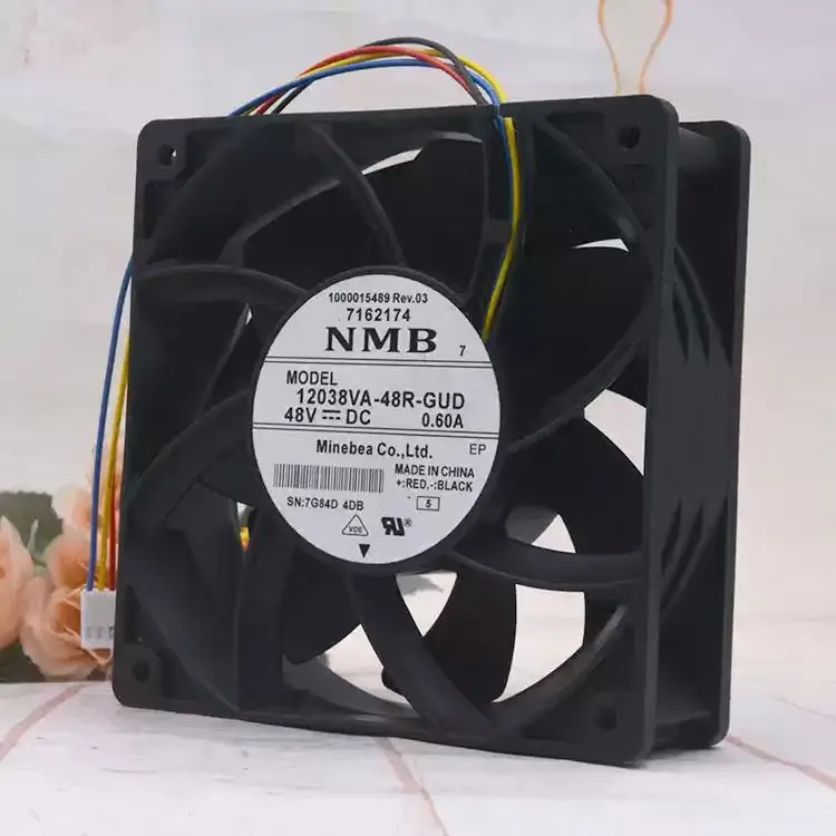 Ventilador Axial SLIDER 12038VA-48R-GUD DC 48V 0.60A 12038 de 4 Cables, 120x120x38mm, para Servidor de Estación Base de Telecomunicaciones