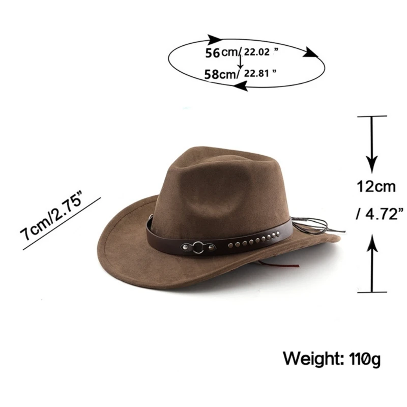 Cowboy Hats Panama Hat Maillard Rivets Trim for Women Men Photo Props Western for Men Women Unisex Wear Headwear