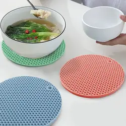 Round Heat Resistant Silicone Mat Honeycomb Drink Cup Coasters Nonslip Pads Pot Holder Table Placemat Kitchen Accessories