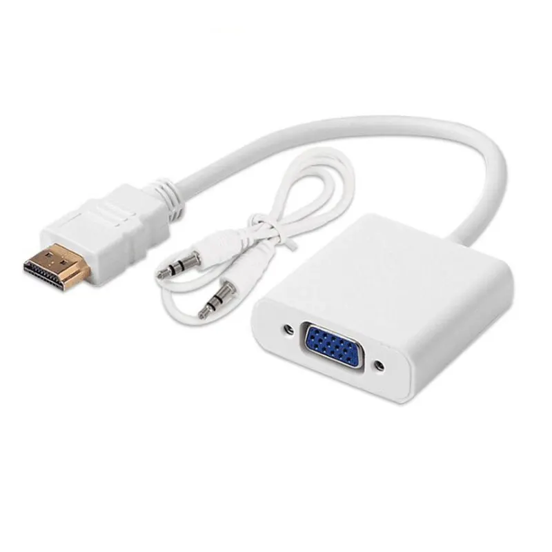 고속 HD-VGA 케이블 HDTV 컨버터 (오디오 HD 1080P 지원) 남성-HDMI 여성 컨버터 어댑터 (노트북, PC, TV용)