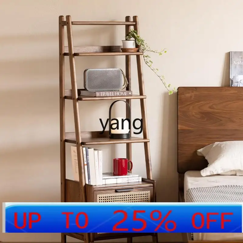 

LH solid wood bookshelf household living room incremental multi-layer storage rattan cabinet door storage rack