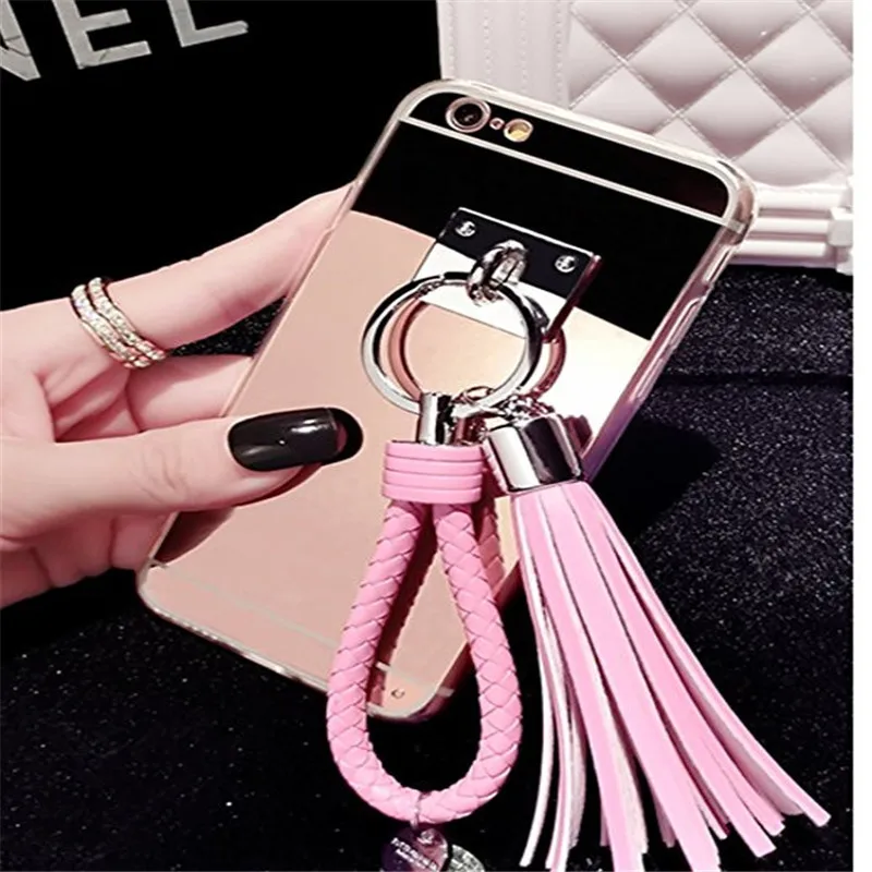 

Fashion Tassel Pendant Soft Shiny Sparkling Bling Mirror Phone Cover Case For iPhone 15 Pro 11Pro 12 Mini 13Pro Max 14 Plus Capa