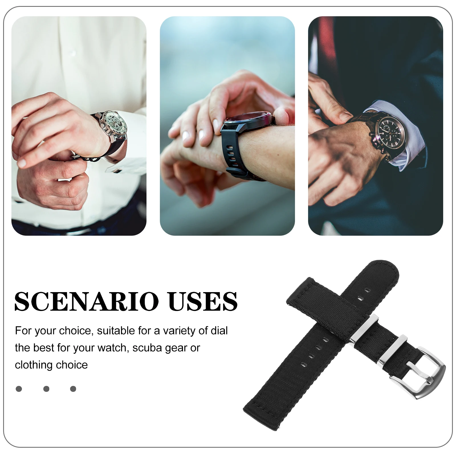 

Watch Band Quick Release Strap Nylon Replacement Accessories Ring Mens Straps Bands Black Watchbands for Woman
