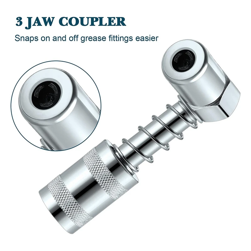 90 Degree Grease Coupler Adapter 3 Jaws Angle Swivel Snap Right Side Accessory For Farm Truck Automotive (2 Pcs)