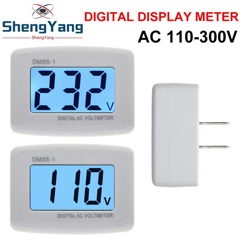 TZT AC 110V 220V Digital Voltmeter EU US Plug Volt Meter Socket Voltage Tester LCD Display Voltage Meter Wall Flat Voltage Meter