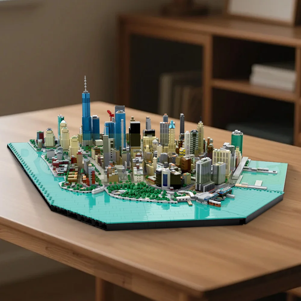 

MOC Modular New York City Financial District Building Blocks Financial District Street View Creative Bricks Assembly Toys Gifts