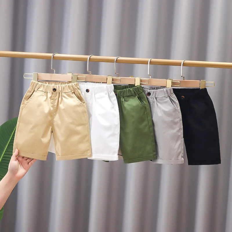 2023 Summer Boys Shorts Casual Shorts for Kids Solid Color  Children School Pants Teenager Capris Baby Trousers Clothing