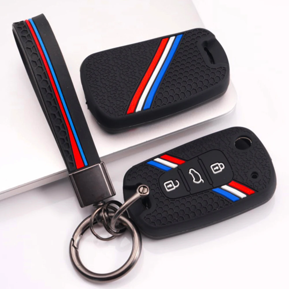 Silicone Key Cover Keychain For Kia K2 Rio K3 K5 Sportage Sorento Soul Cerato Optima Seltos Stonic Carnival Pegas Protective