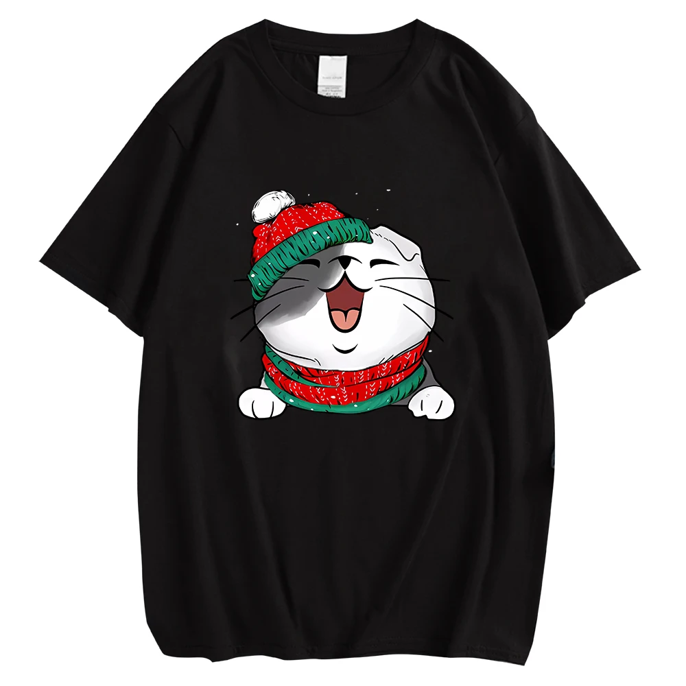 CLOOCL Fashion Cotton T-shirts Christmas Scarf Cats Printed Tees Mens Women Shirts Harajuku Hip Hop Tops Xmas Gifts Dropshipping