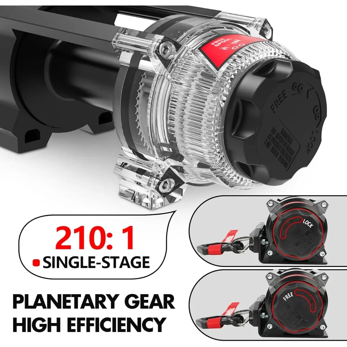 6000LBS Heavy Duty Boat Winch, Waterproof with Synthetic Rope. Features Automatic Brake for Safe Hauling.