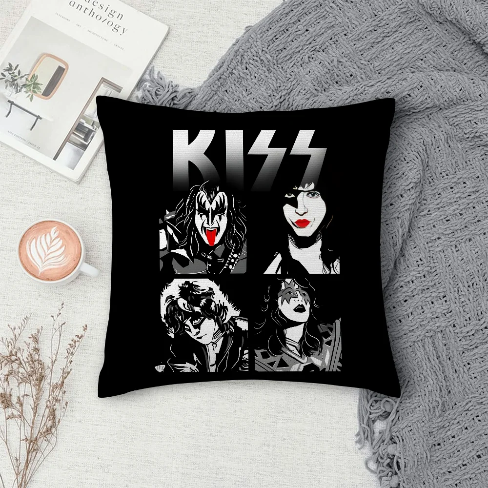 

K-KISS Rock & Roll Pillow Case Sofa Decorative Home Double-sided Printing Short Plush Cushion Cover Throw Pillow Cover Gifts