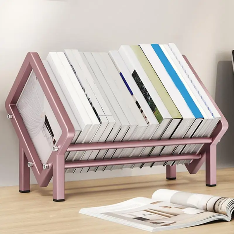 Tabletop Shelves Carbon Steel Tilted Book Organizer For Desk Multifunctional 15.7in Mini Book Shelf Storage Rack Organizer For