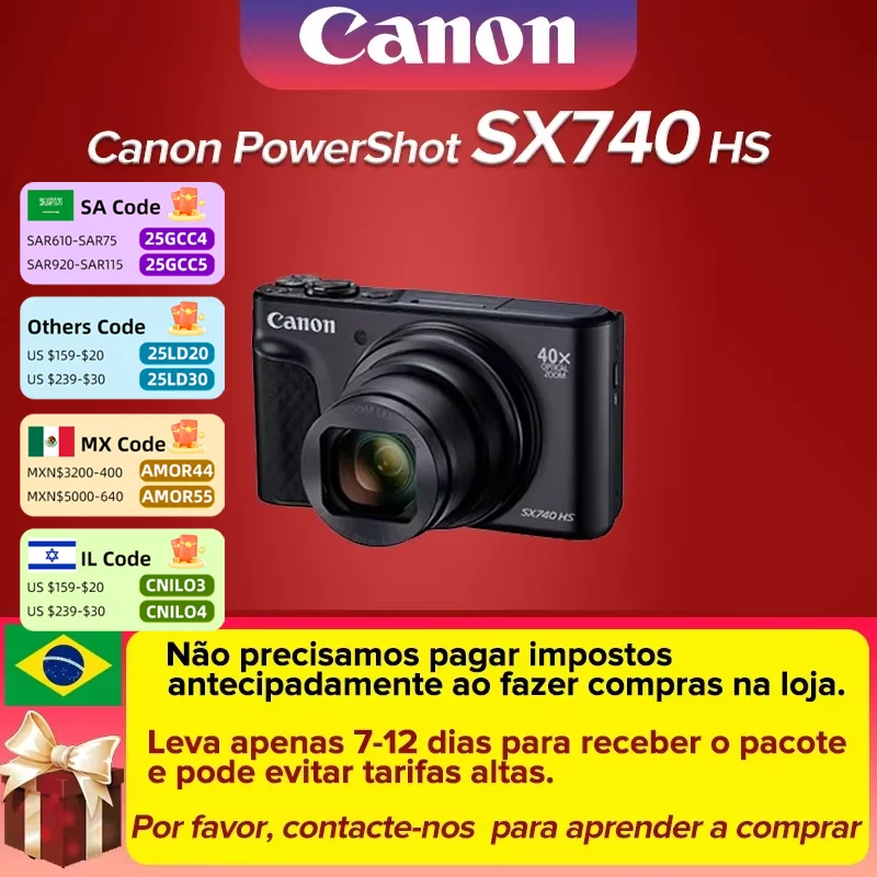 Canon PowerShot SX740 Digital Camera w/40x Optical Zoom & 3 Inch Tilt LCD - 4K VIdeo Wi-Fi NFC Bluetooth Enabled Black Body