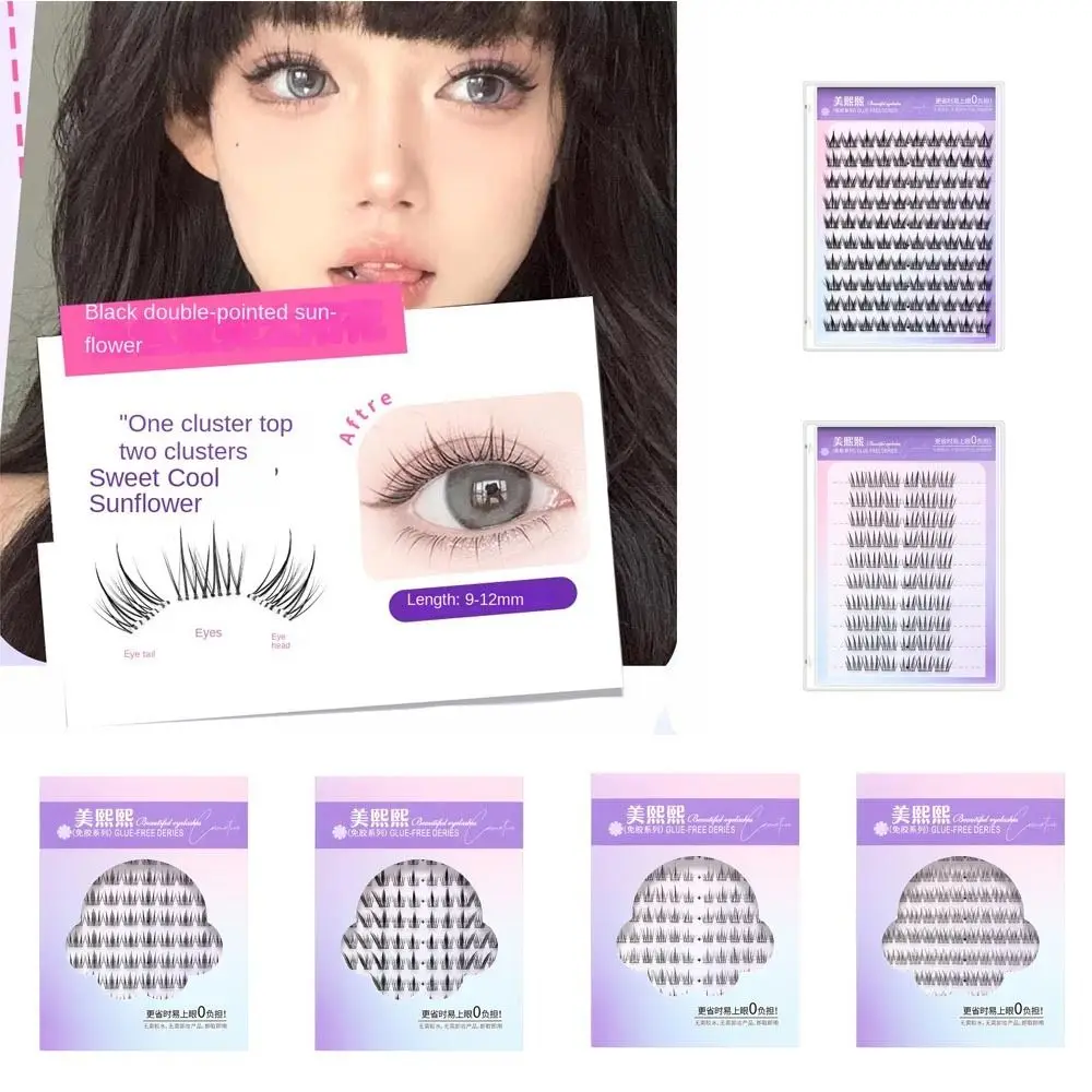 

With Jelly Glue Strips Manga Lashes No Stem No Glue Multiple Styles 3D False Eyelashes Handmade DIY Segmented False Eyelashes