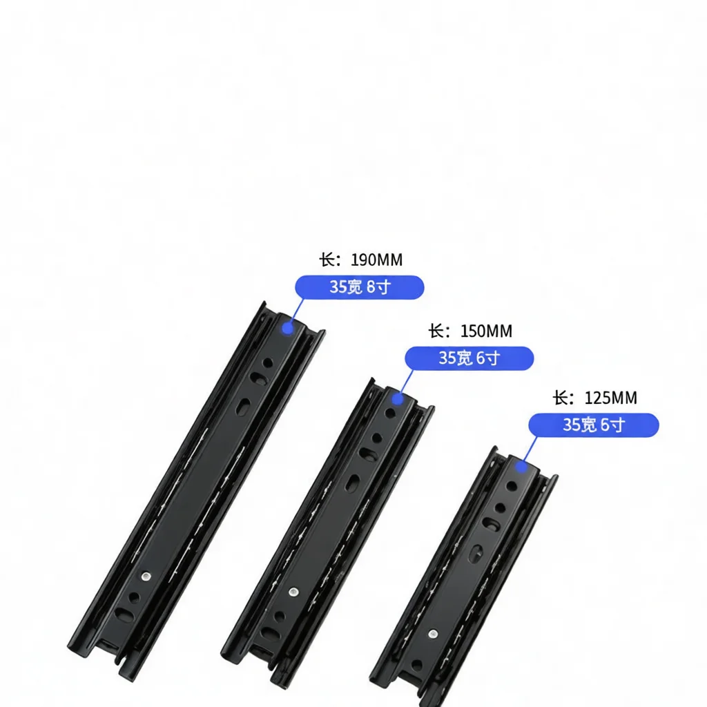Quiet Ball Bearing Drawer Slide 3 Stage Telescopic Rail Stainless Steel Cabinet Runner Furniture Hardware Mini Storage Hardware