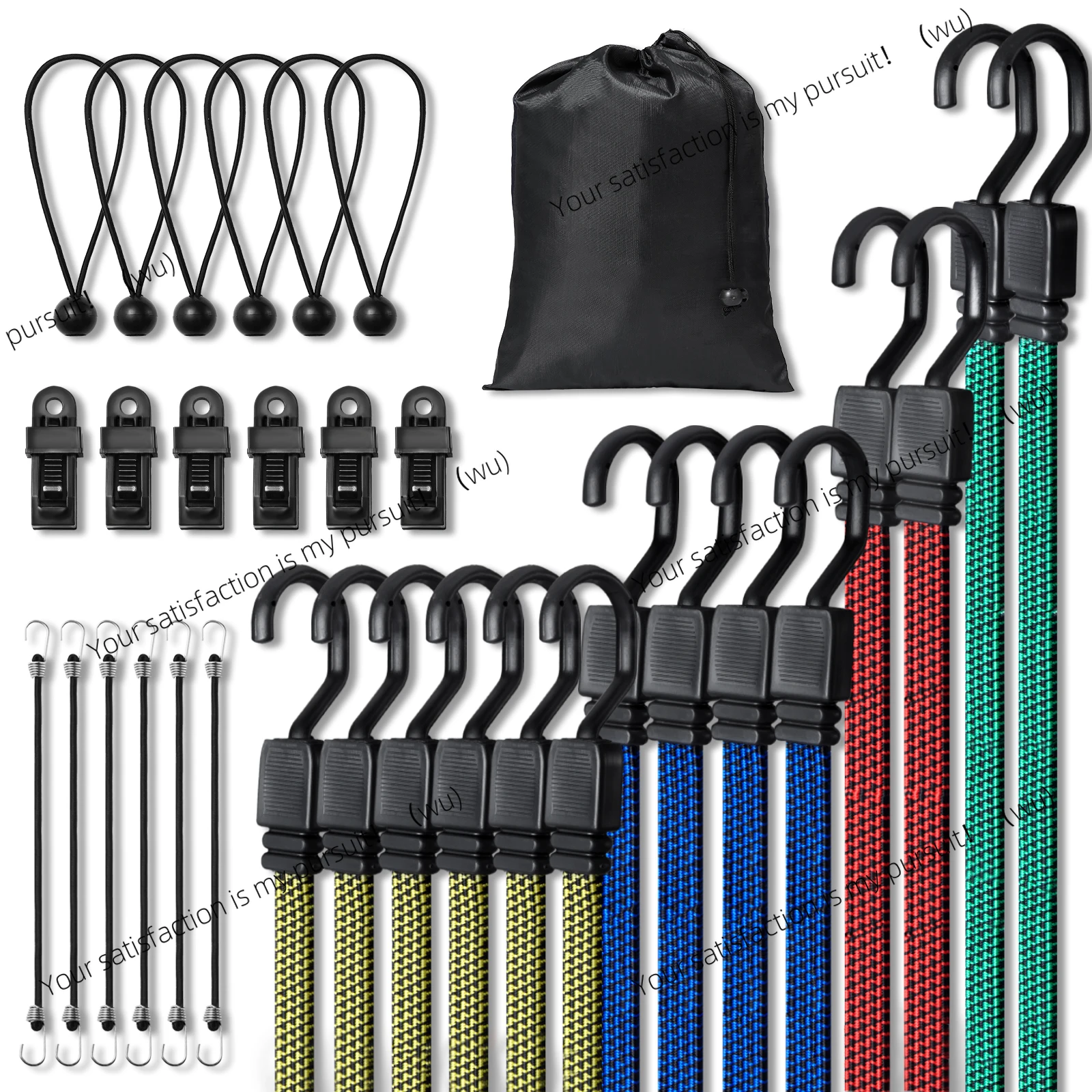 

32 шт. банджи-шнуры 2 м эластичные банджи-ремни для багажа со стальными J-образными крючками формата А3 противоскользящая плоская эластичная веревка для грузов
