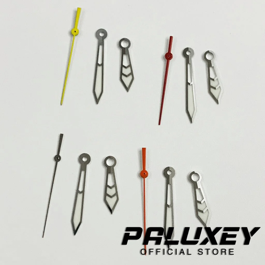 Jam tangan perak tangan merah tangan kedua hijau Luminou untuk NH35/NH36/4R/7S jam tangan pergerakan pointer untuk tangan Nh35