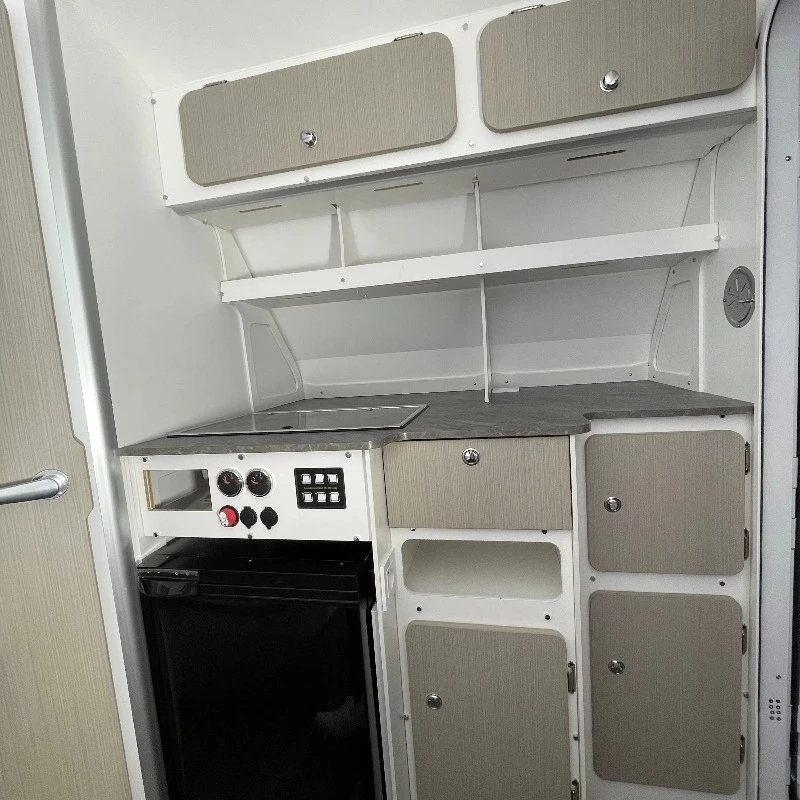 Travel pickup, camper, hardtop food trailer with customizable interior layout and sturdy body